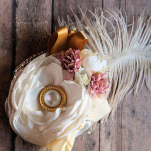 Victorian Burlesque Ivory Flower Clip Fascinator